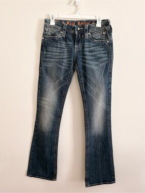 Rock Revival Sasha Bootcut Womens Size 27 Low Rise Denim Blue Jeans Y2K